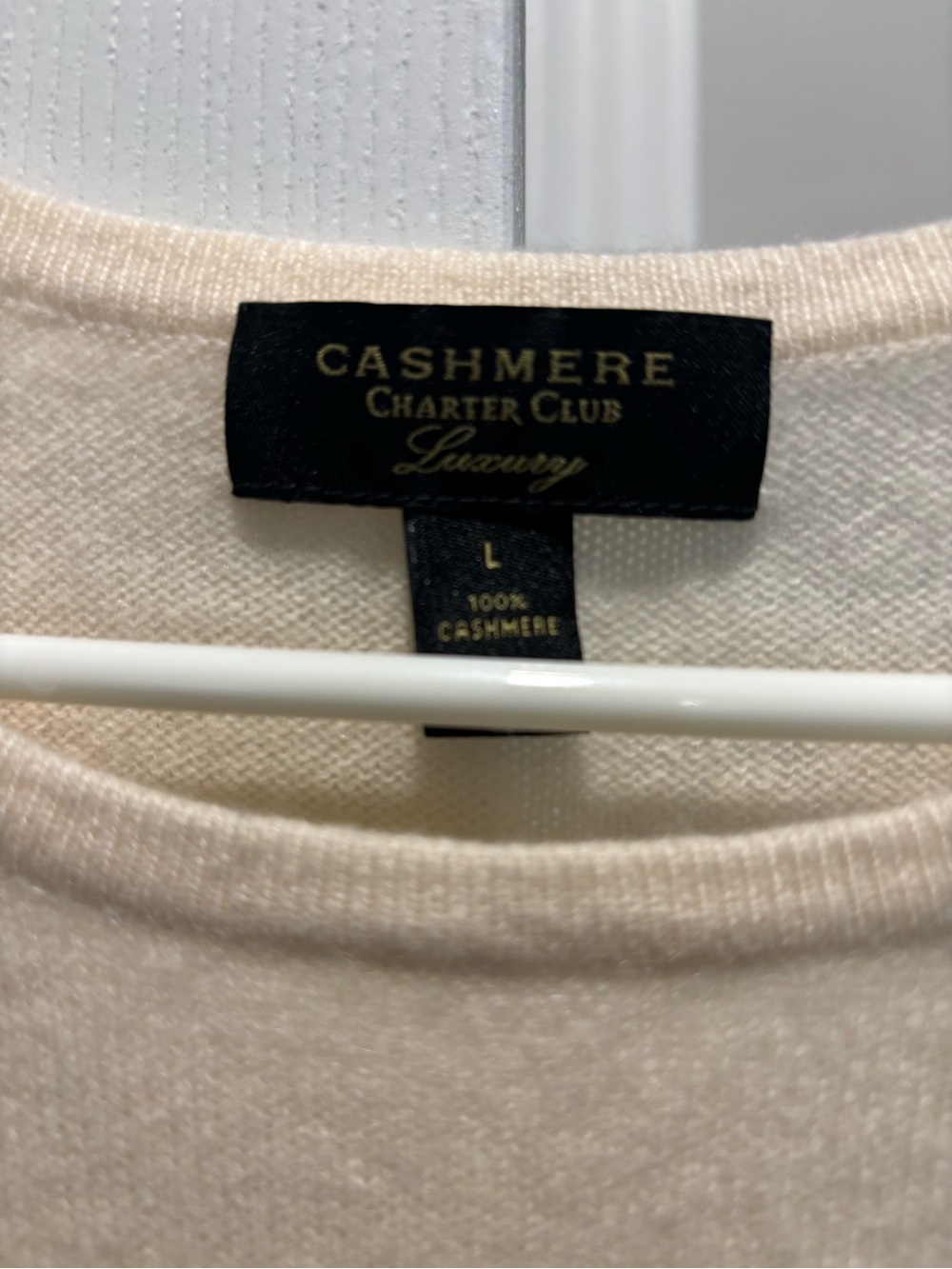 Charter Club Cashmere Crewneck Sweater - Light Cream